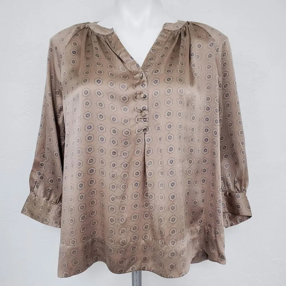 JOIE | Izzy Silk Mandarin Peasant 3/4 Sleeve Medium - Picture 2 of 9